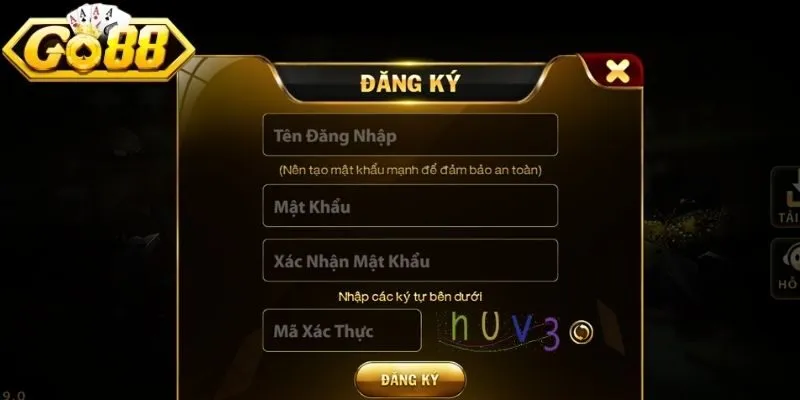 Các bước tạo tài khoản khá đơn giản tại Go88